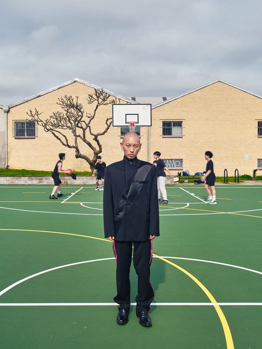 Fashion portrait on basketball court, Sydney